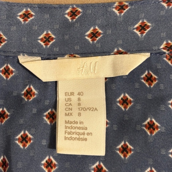 Women’s H&M Blue And Brown Blouse Size 8 - Picture 2 of 8